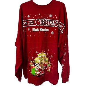Disney Mickeys Magic Kingdom Spirit Jersey Size XL Women Red Christmas Holidays